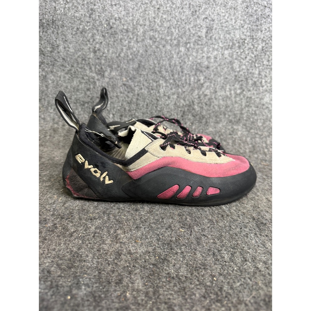 Evolv Elektra Women Rock Climbing Shoes Pink Grey Lace Up Size 9 US 40 EUR